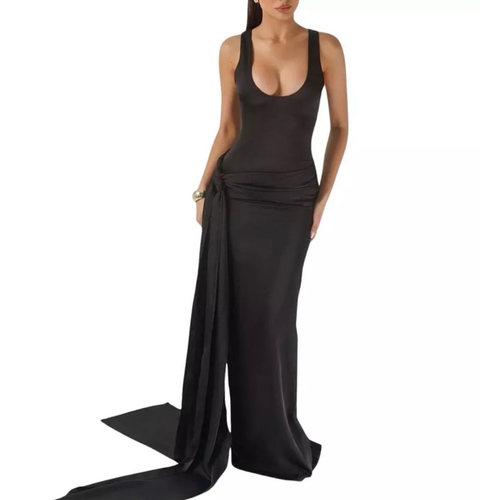 Heiress Beverly Hills Black Satin Gown